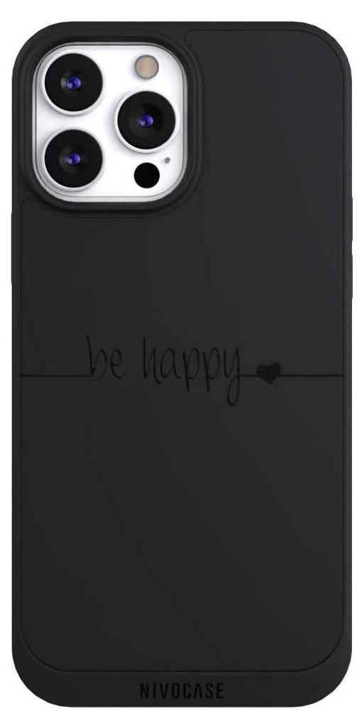 NIVOCASE Handyhülle für Apple iPhone 13 Pro Max Hülle NIVOpure Case Schwarz Glück Statement Motiv ohne Hintergrund