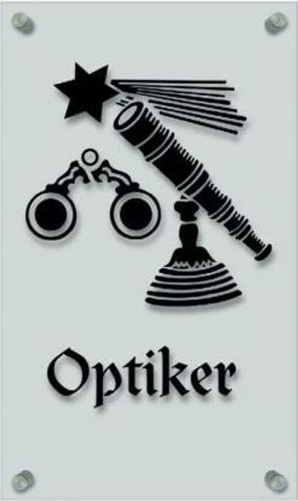 Zunftschild Handwerkerschild - Optiker - beschriftet auf edler Acryl-Kunststoff-Platte – 309428 Color - schwarz