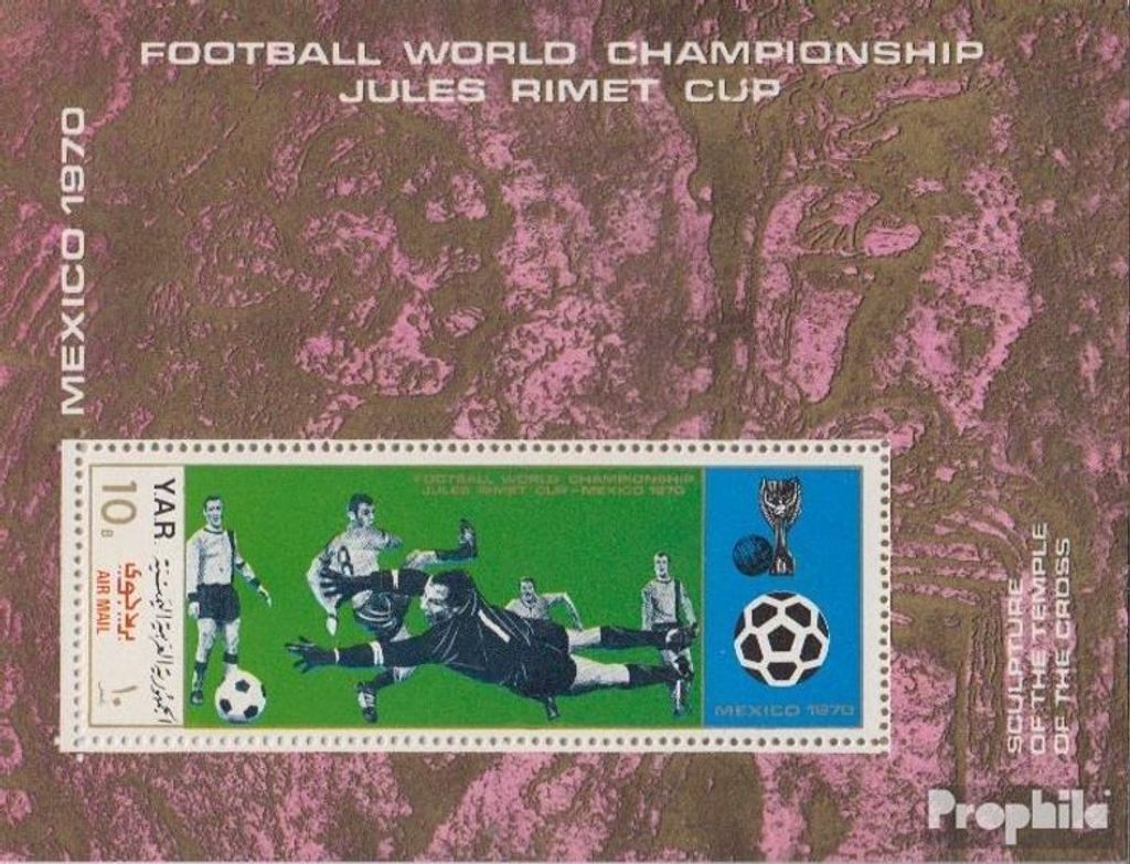 Briefmarken Nordjemen (Arabische Rep.) 1970 Mi Block133 (kompl.Ausg.) postfrisch Fußball-WM, Mexiko 70