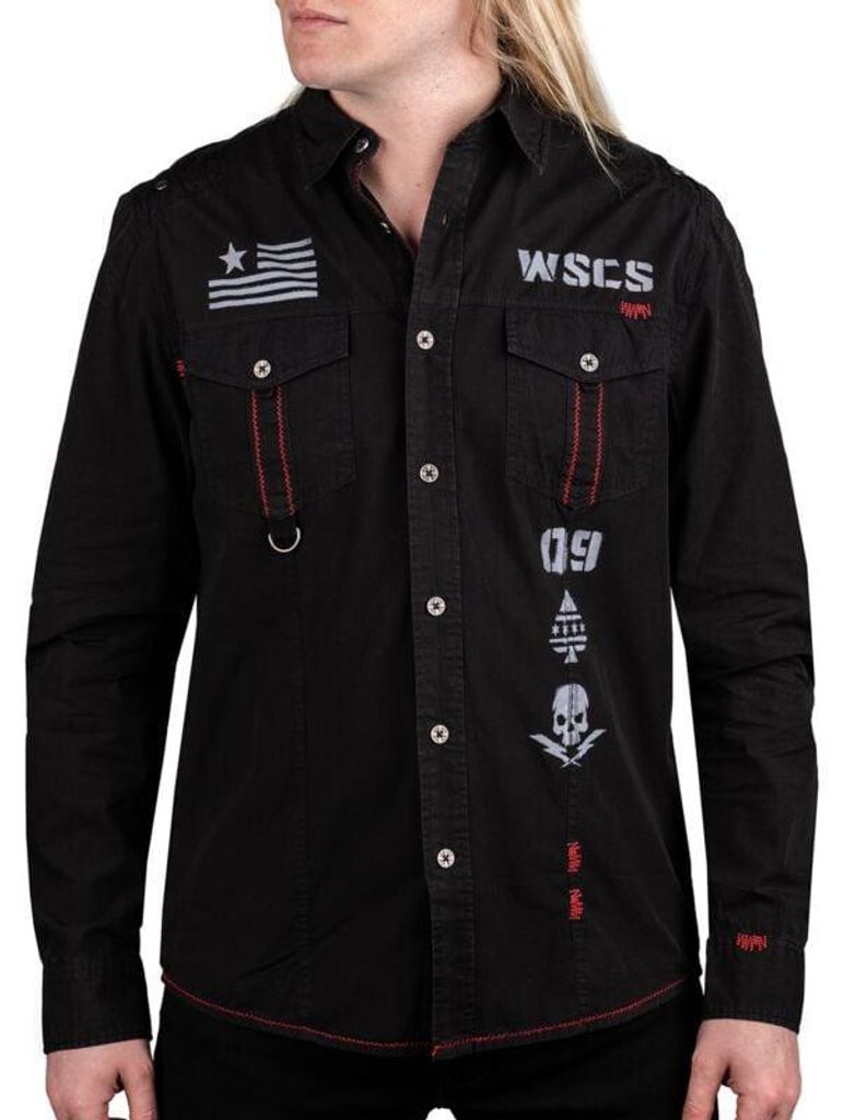 Wornstar Langarmhemd Herren Battalion Hemd schwarz 3XL