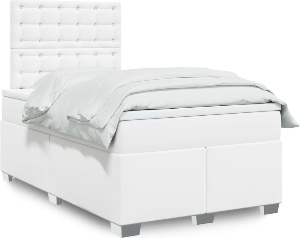 Maison Exclusive - Boxspringbett mit Matratze Weiß 120x190 cm Kunstleder