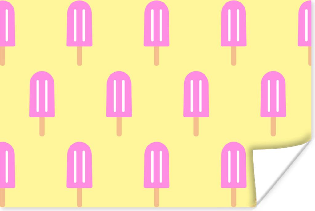 MuchoWow Poster Eis - Muster - Sommer - Rosa 180x120 cm - Fotoplakat