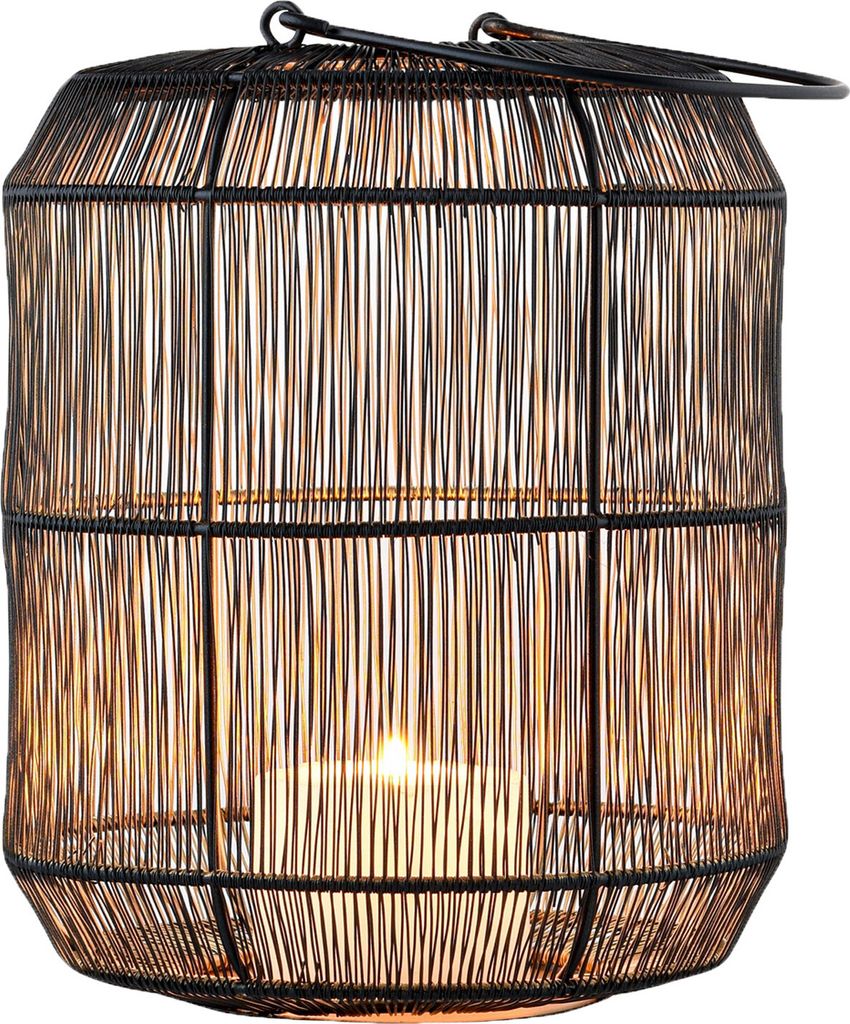 Marrakesch Boho Deko Aesthetic Windlichter Metall Draht 27 cm groß schwarz Gold | Windlicht Teelichthalter Stello als Gartendeko & Wohnzimmer Tisc...
