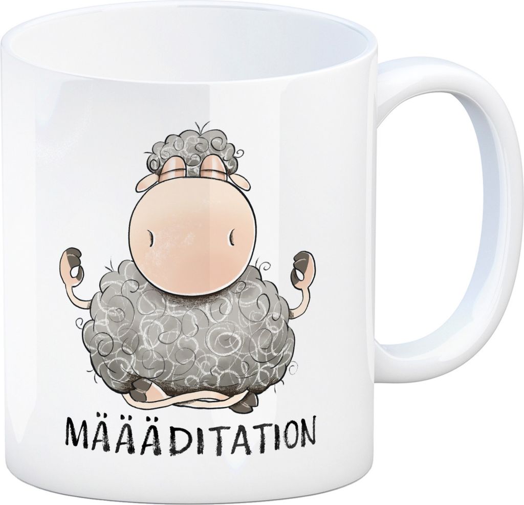 Schaf Kaffeebecher mit Spruch MÄÄÄditation