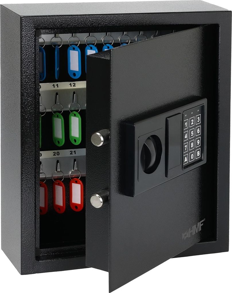 Schlüsseltresor mit Elektronikschloss & 48 Haken, 36 x 30 x 10 cm, HMF, Schwarz