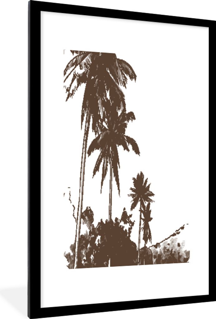 MuchoWow MuchoWow Gerahmtes Poster Palme - Himmel - Berg 60x90 cm - Poster mit zchwarzem Bilderrahmen - Dekoration - Wandposter Wohnzimmer - Ho...