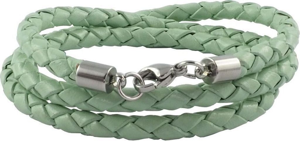 König Design Lederkette Lederband Leder-Armband 5 mm Herren Halskette 17 cm - 100 cm geflochten, Länge:100 Zentimeter, Farbe:Mint Grün