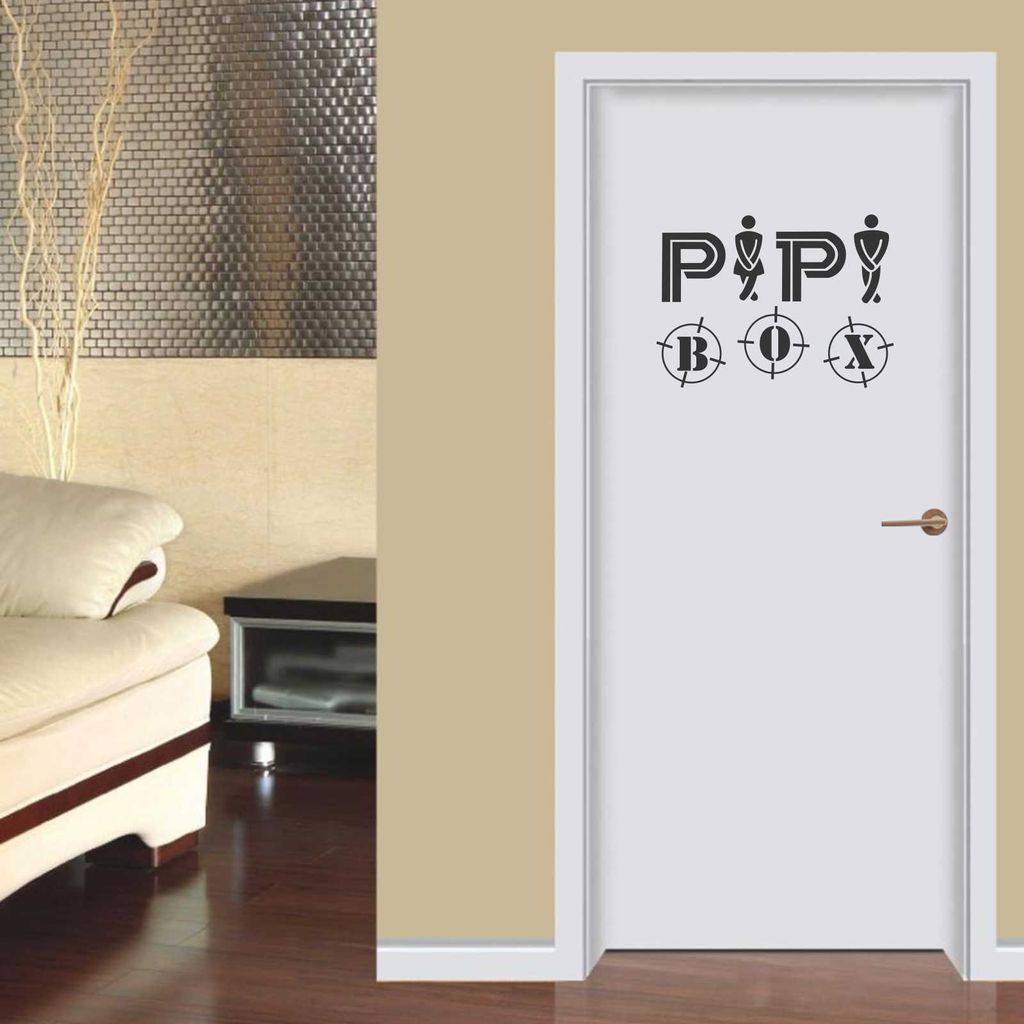 Wandtattoo - Wandaufkleber - Tür- Wandtattoo "Pipi Box" - 60cm x 44cm schwarz - Dekoration Küche Wohnzimmer Wand