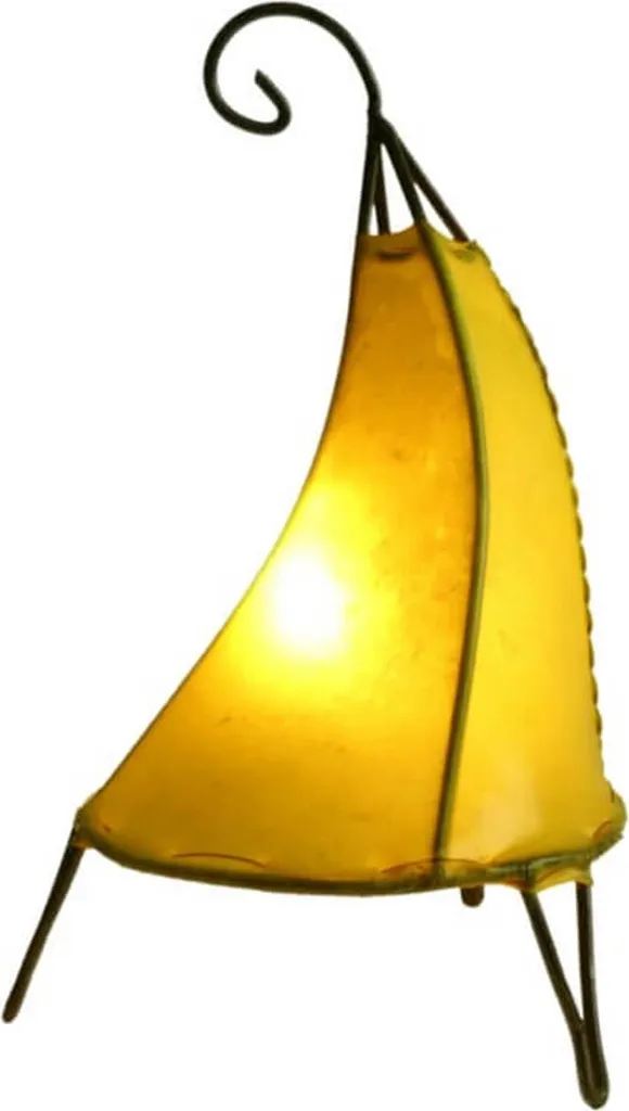 Lampada da Tavolo Orientale Henna 35-38cm - Pelle Gialla Marocchina