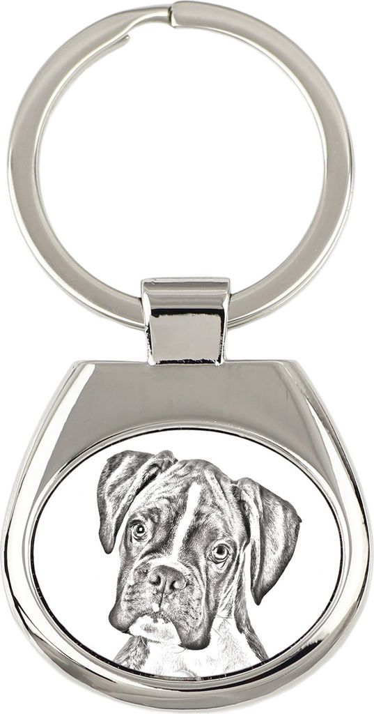 Boxer, Deutscher Boxer III - Schlüsselanhänger mit Hund, Anhänger mit Aufdruck, personalisierter Anhänger der Marke Art-Dog