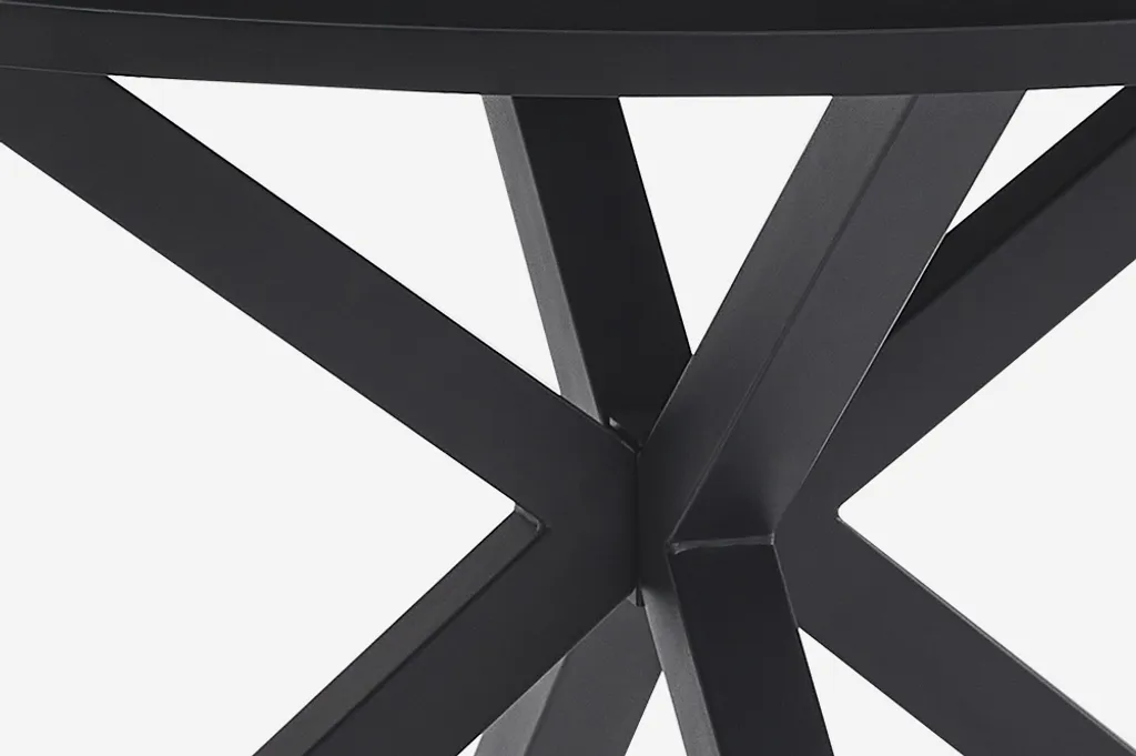 Table ronde noire 120 cm avec pieds croisés pour salon Samu - 6