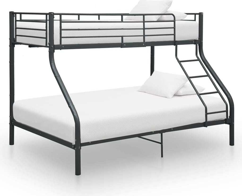 Etagenbettgestell Schwarz Metall 140x200 cm/90x200 cm Produktbild 