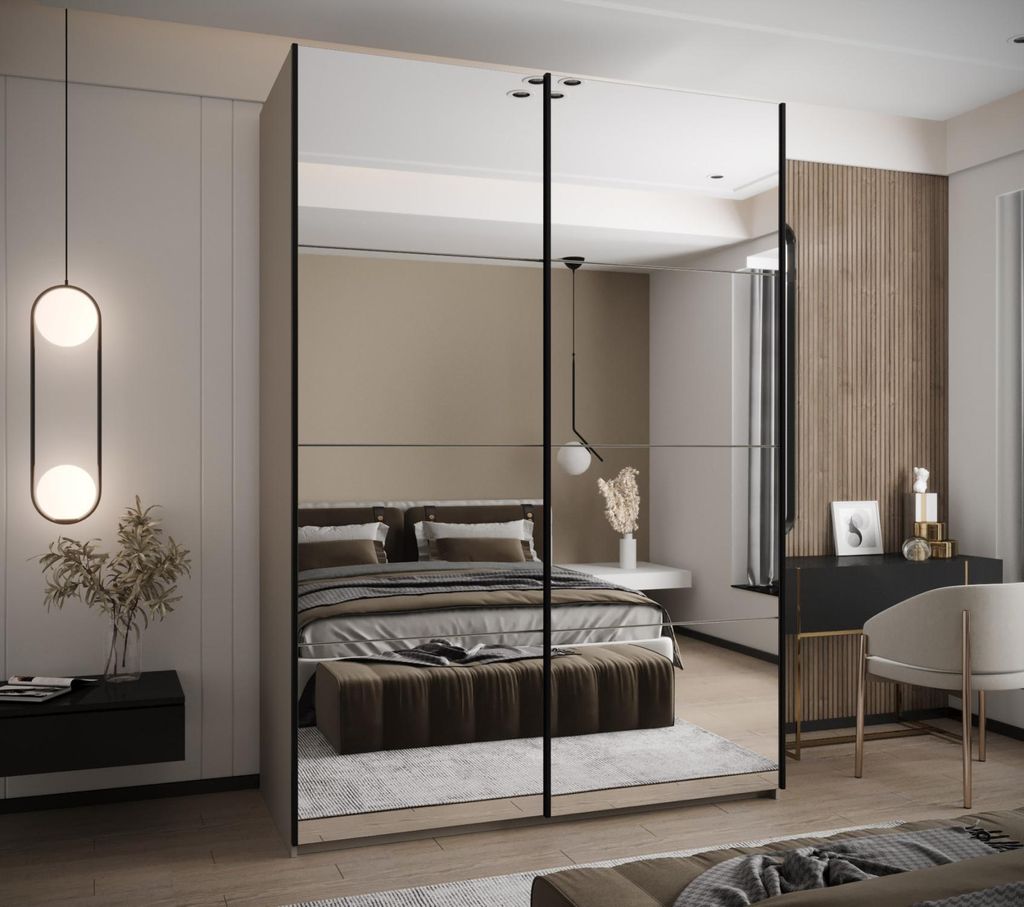 Zweitüriger Kleiderschrank SAMARA 2 – 180 cm, Kaschmir/Schwarz