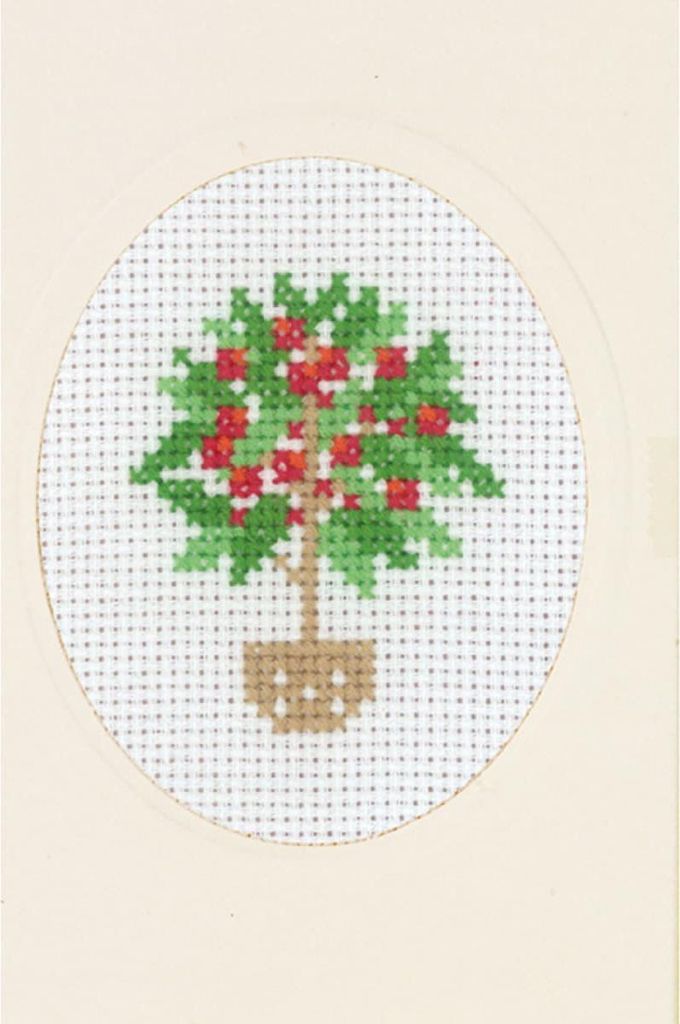 Permin Kreuzstich Stickpackung Grußkarte "Kirschbaum", Zählmuster, 9x13cm