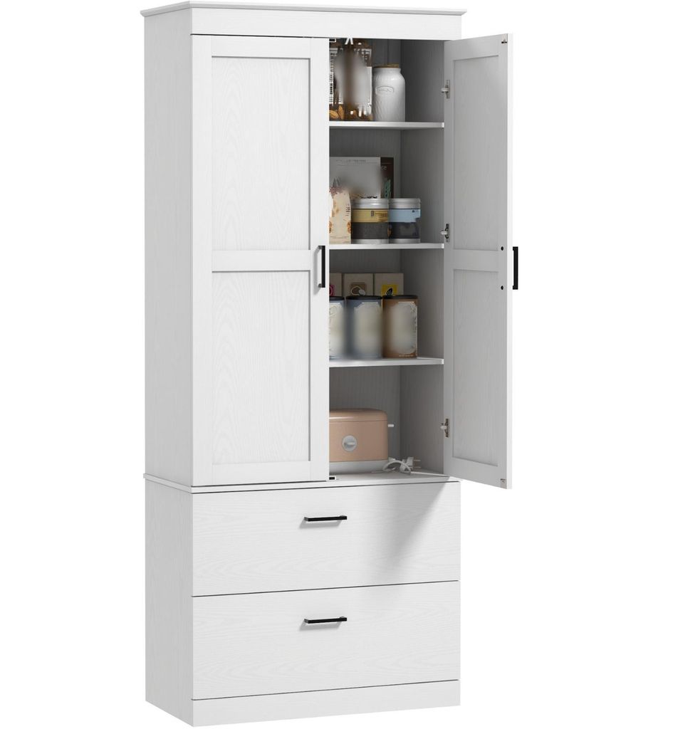 Küchenschrank mit verstellbaren Regalen und zwei breiten Schubladen,Kommode für Wohnzimmer, Küche