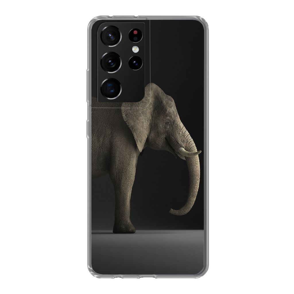 MuchoWow Handyhülle Schutzhülle Hülle für Samsung Galaxy S21 Ultra Elefant - Tiere - Licht Silikon Softcase Handy Hülle - Mobiltelefon