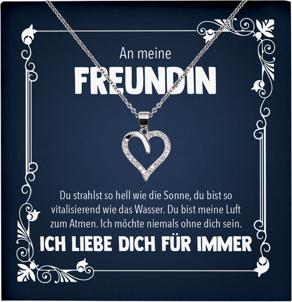 22Feels Echt Silber Halskette - Freundin Geschenk Frauen Schmuck Set Jahrestag Valentinstag Geburtstag Weihnachten - Herz Anhänger, Karte