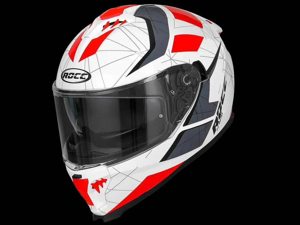 Casque intégral ROCC 390 blanc et rouge brillant taille S pour moto