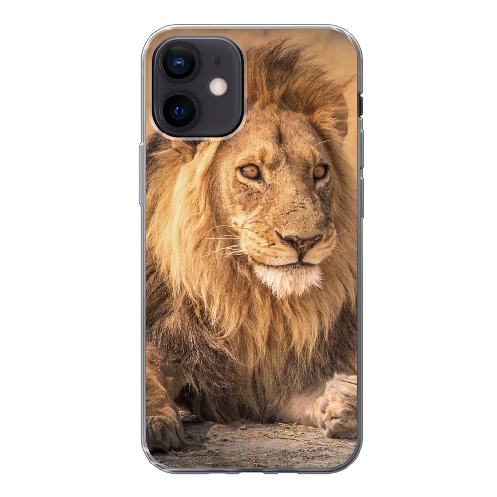 MuchoWow Handyhülle Schutzhülle Hülle für iPhone 12 Löwe - Nahaufnahme - Savanne Silikon Softcase Handy Hülle - Schutzhülle