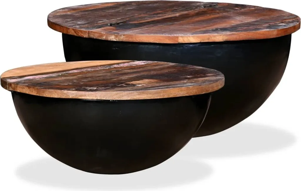 Tables basses de salon en bois massif noir pour décoration contemporaine