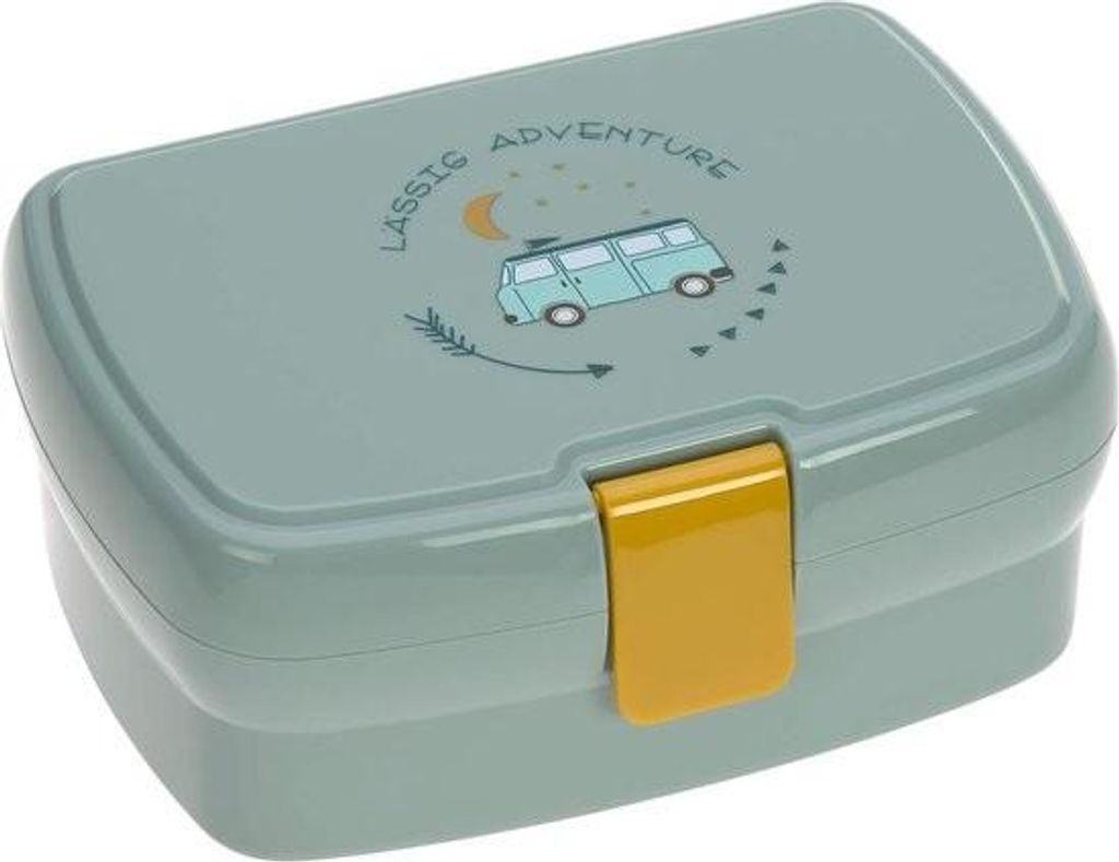LÄSSIG 1210036462 Lunchbox für Kinder, Brotdose mit herausnehmbarem Fach, BPA-frei/Adventure Bus, Mint