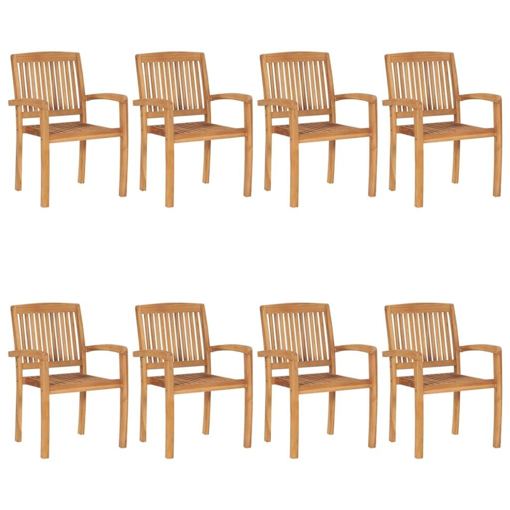 "SALE 2026"Stapelbare Gartenstühle - Gartenmöbel - Balkonstuhl mit Kissen 8er-set - multifunktional& Moderne - Massivholz Teak - Stühle für Gar...
