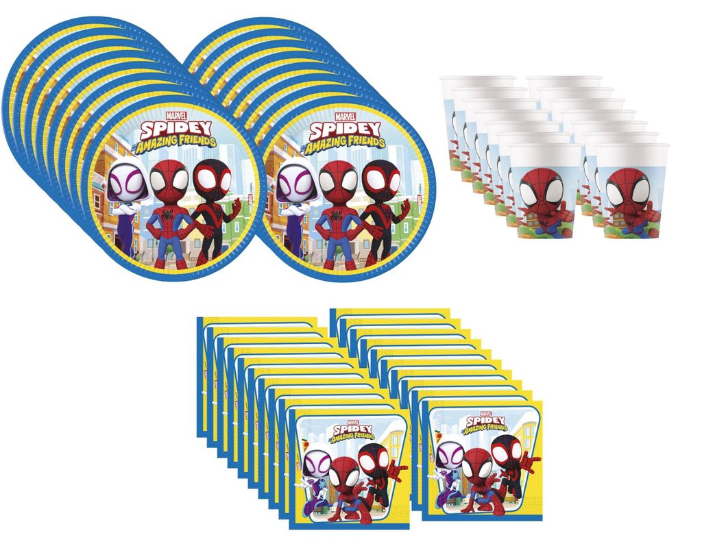 Spidey Partygeschirr Set 52-tlg Kindergeburtstag Deko Produktbild 