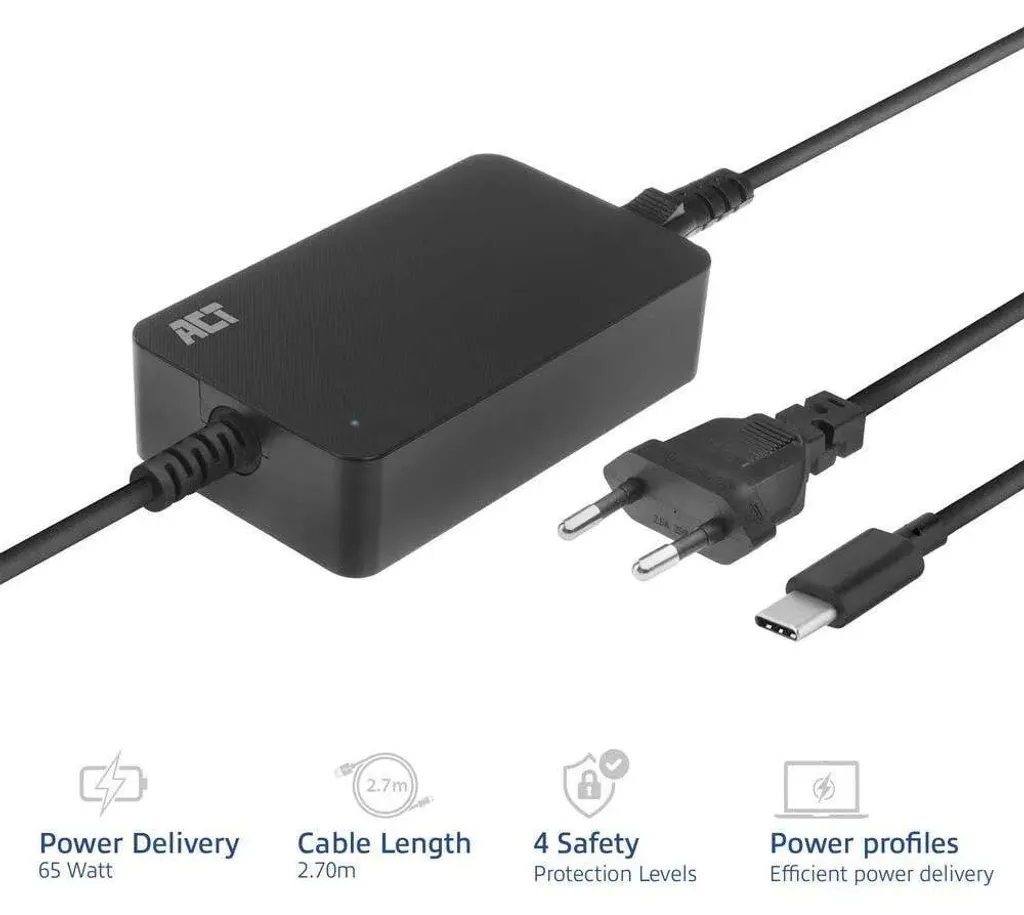 Chargeur PC portable 65W USB-C compact et puissant modèle extra plat - 22