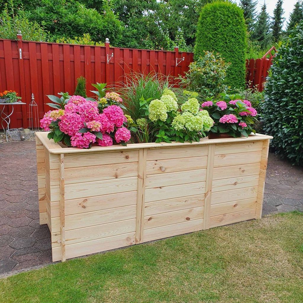 Hochbeet 2m Promadino Holz Beet Holzbeet Blumen Dekoration Garten Ablage Ernte