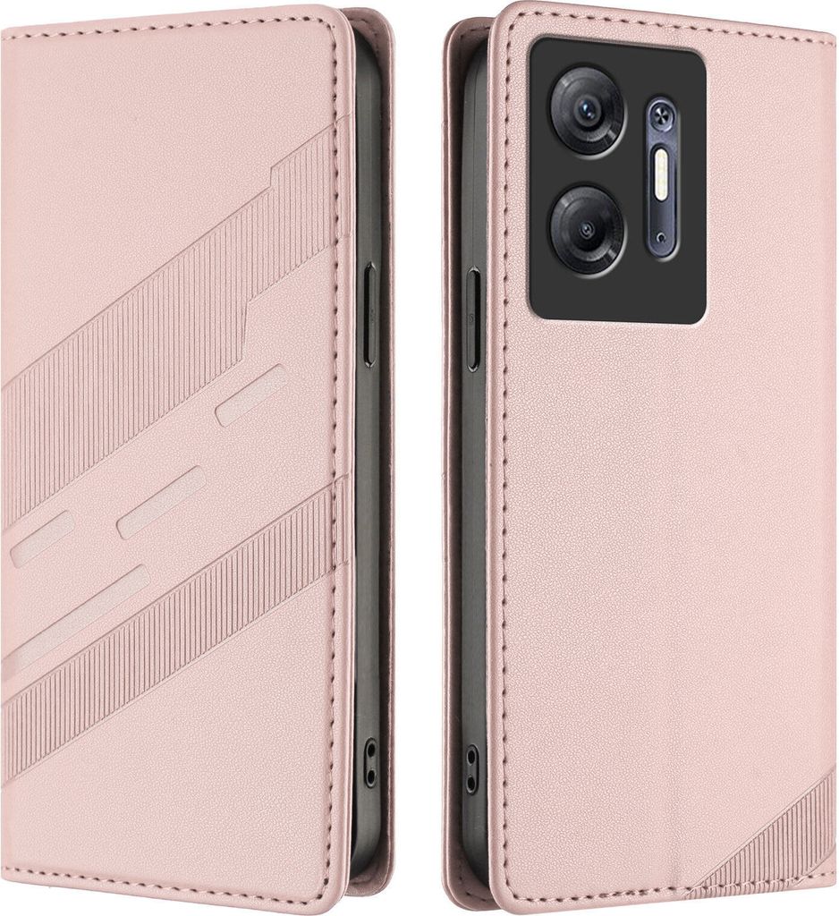 Hülle für Infinix Hot 30 5G, Kunstleder Brieftaschen Handyhülle mit Kartenfach und Standfunktion Pink