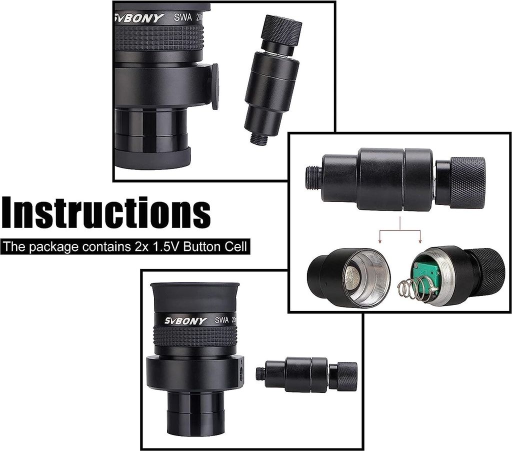 Svbony SV152 okulár 1,25 palce 20 mm nastavitelný osvětlený Obrázek produktu 3
