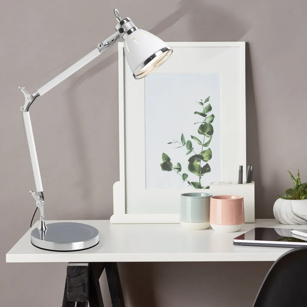 Lampe de Lecture Octavia pour Chambre et Bureau en Acier Chromé Blanc