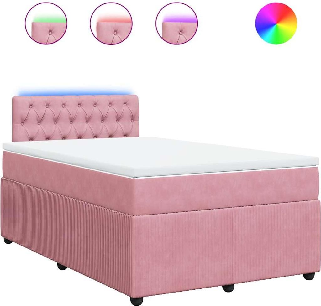 vidaXL Boxspringbett mit Matratze Rosa 120x200 cm Samt