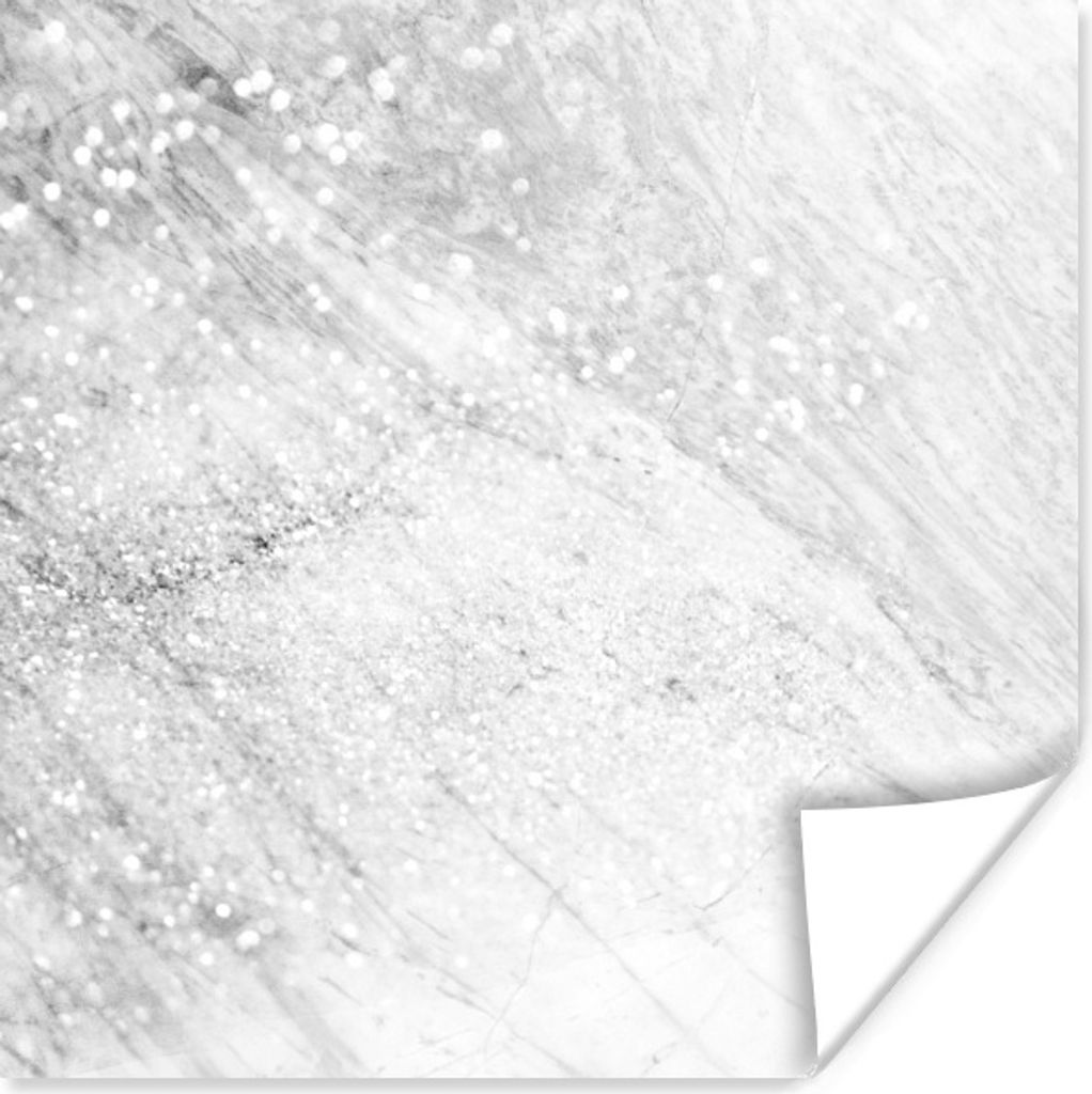 MuchoWow Poster Grau schimmernder Marmor - schwarz und weiß 30x30 cm - Wandposter - Printing