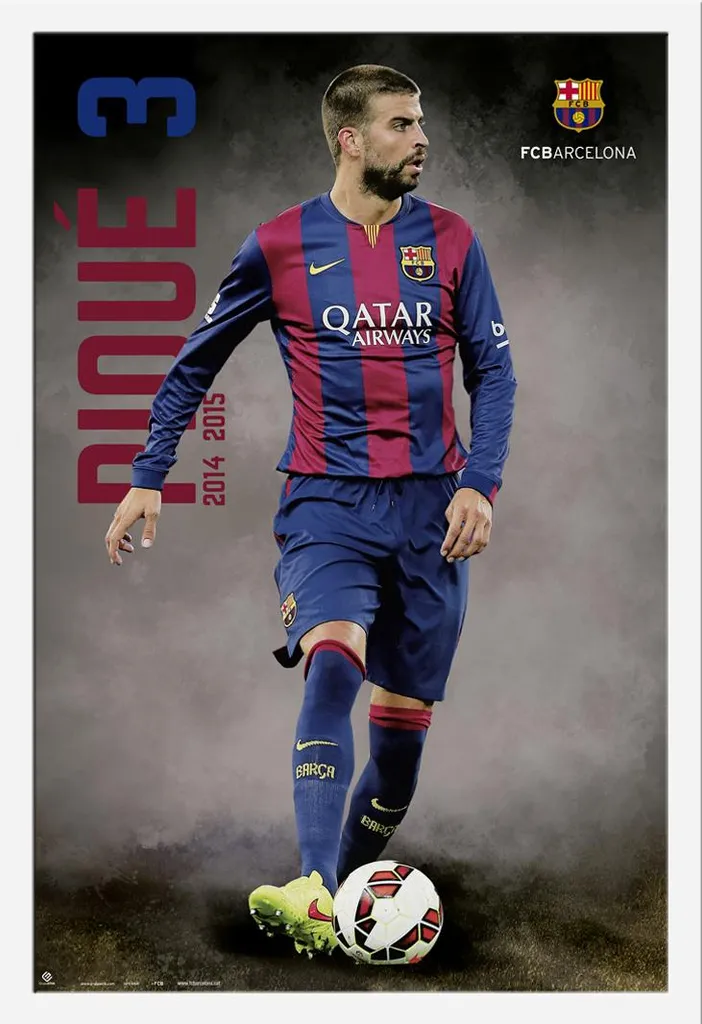 Cadre poster FC Barcelone Piqué anti-bris vitre acrylique Shinsuke MDF