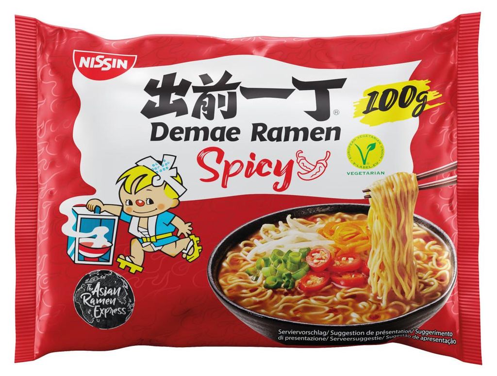 Nissin DEMAE RAMEN Ramen Spicy, Błyskawiczny makaron ramen, Zdjęcie produktu 