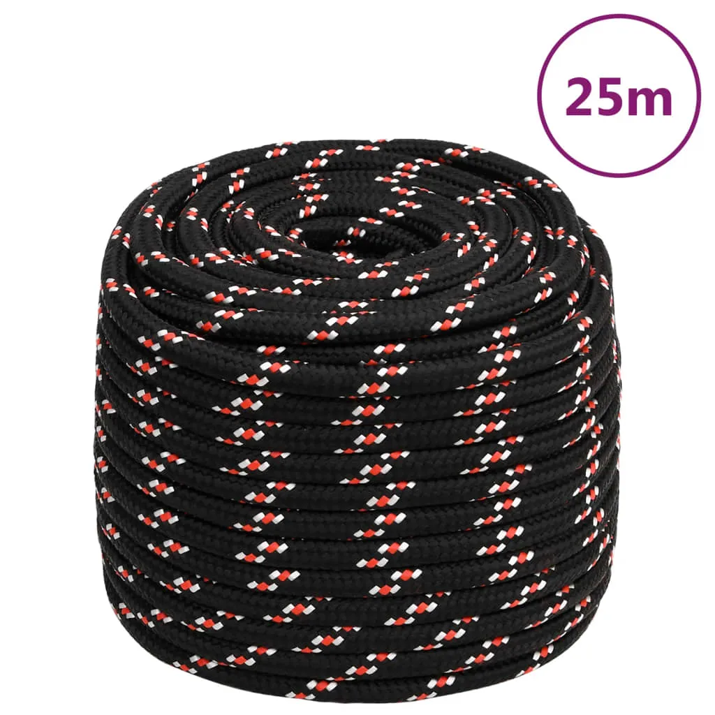 Corde bateau flottante 18mm évite l'hélice - Amarre noire 25 mètres