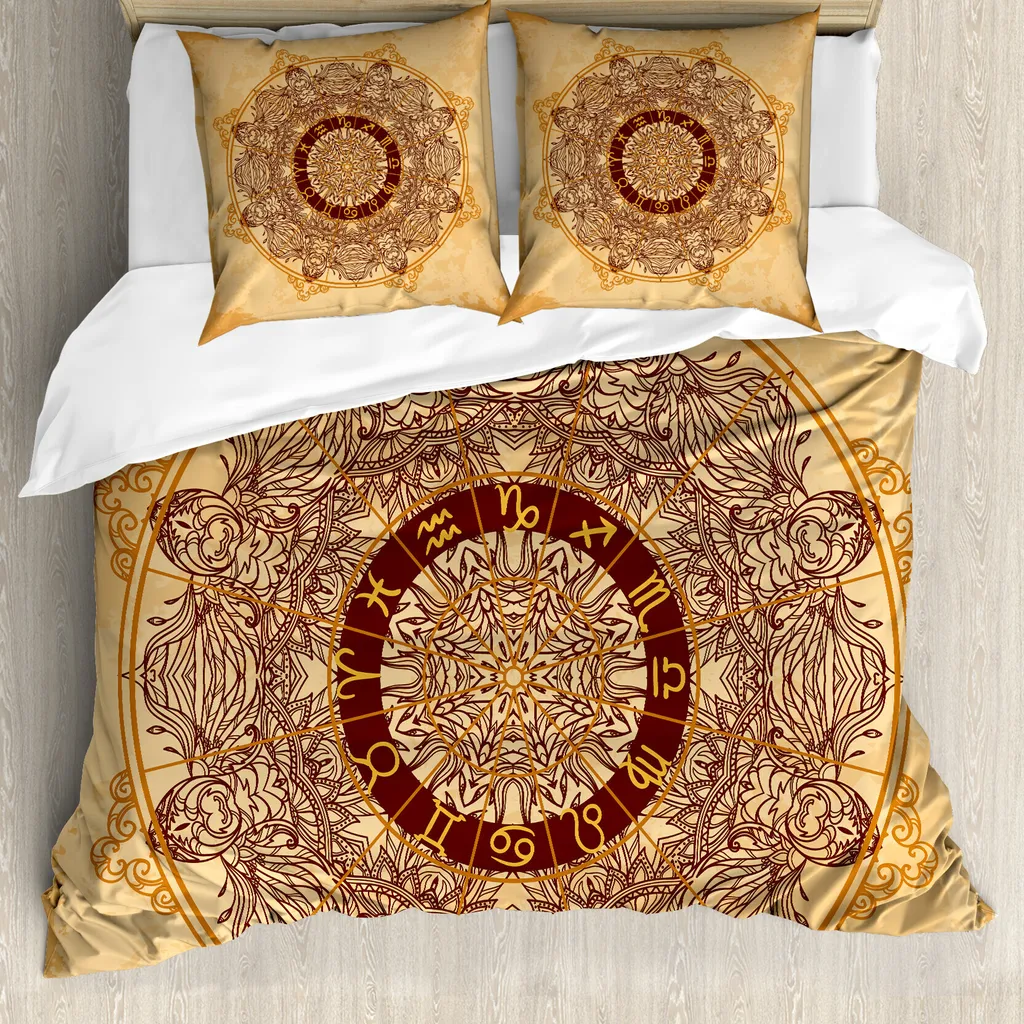 Copripiumino Zodiaco ABAKUHAUS 200x200: Astrologia Vintage Tan Brown