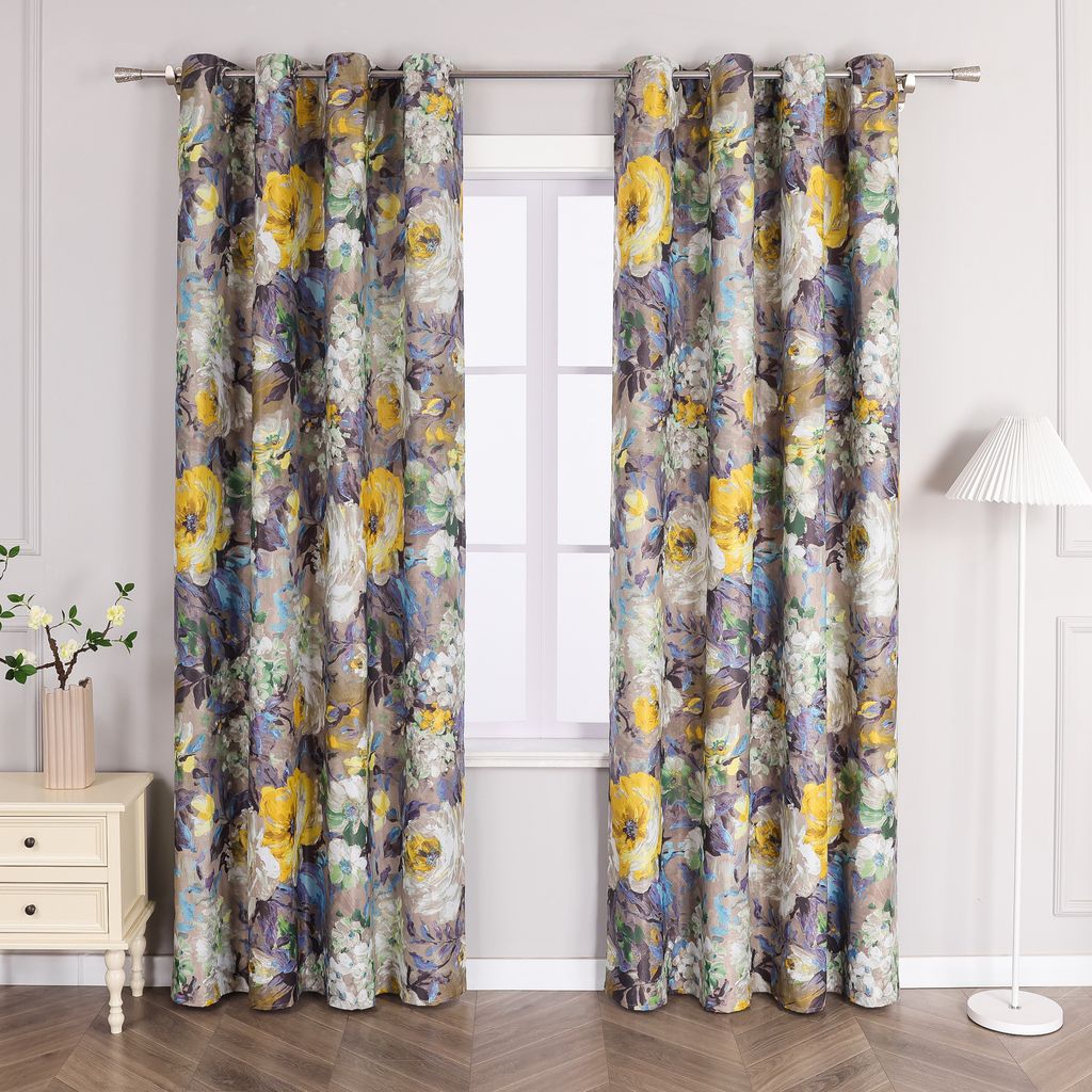 Gelb Pfingstrosen Gardine 225x140cm