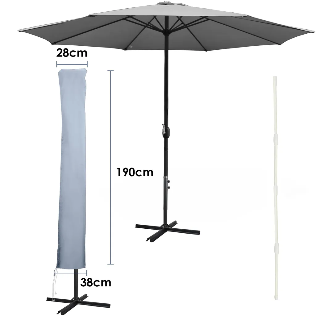 Ombrellone Beige Ø270 cm - Ombrellone a Manovella per Patio e Mercato