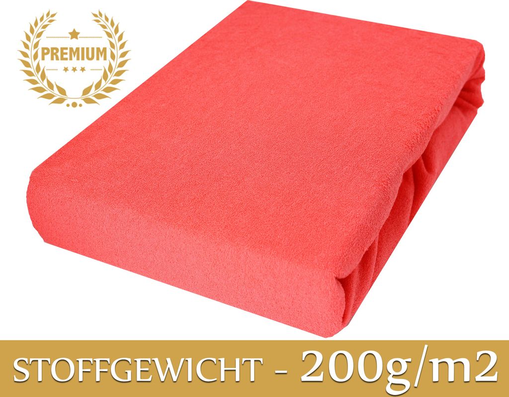 Spannbettlaken Frottee Spannbetttuch mit Gummizug Bettlaken Laken 200x200 cm Himbeerfarbe PREMIUM