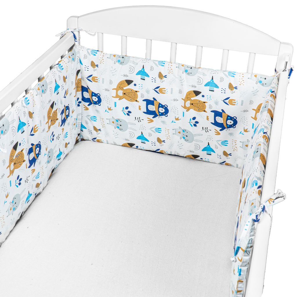 Umrandung für Kinderbett 60x120 cm Jukki® Bettumrandung Babybett Kopfumrandung 100% Baumwolle Baby und Kinder Nestchen 180x30 cm