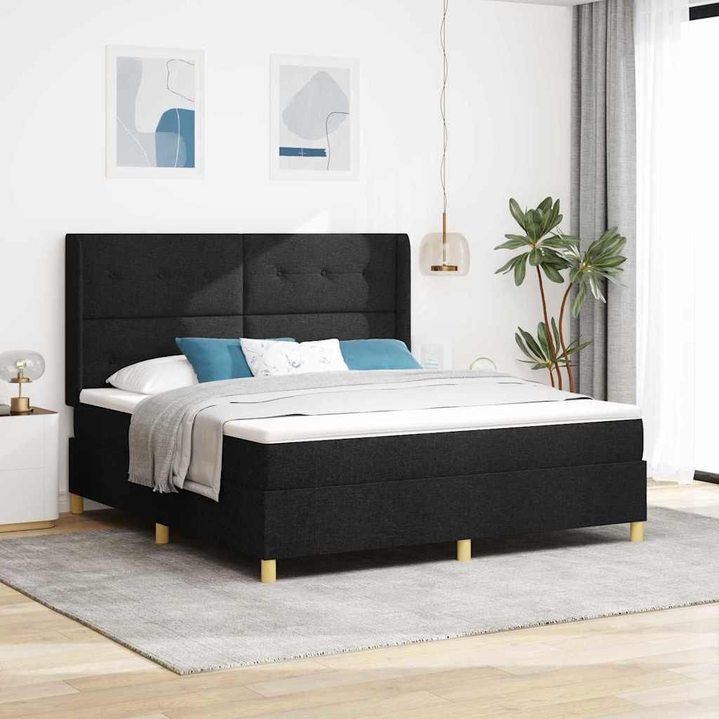 Maison Exclusive - Boxspringbett mit Matratze Schwarz 180 x 200 cm Stoff