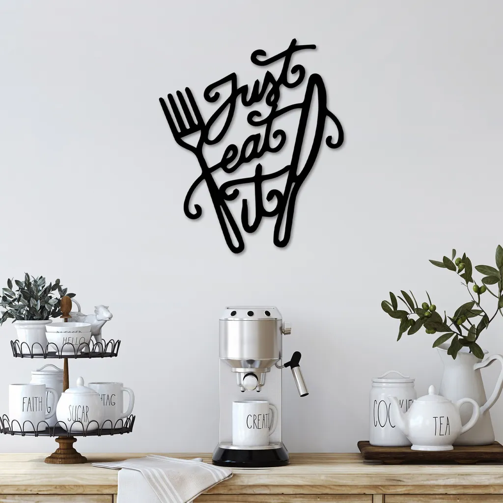 Offerta Wallity Just Eat It Decorazione Metallo Nero 43x50cm Cucina