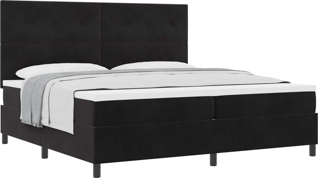 Boxspringbett mit Matratze Schwarz 200 x 200 cm Samt