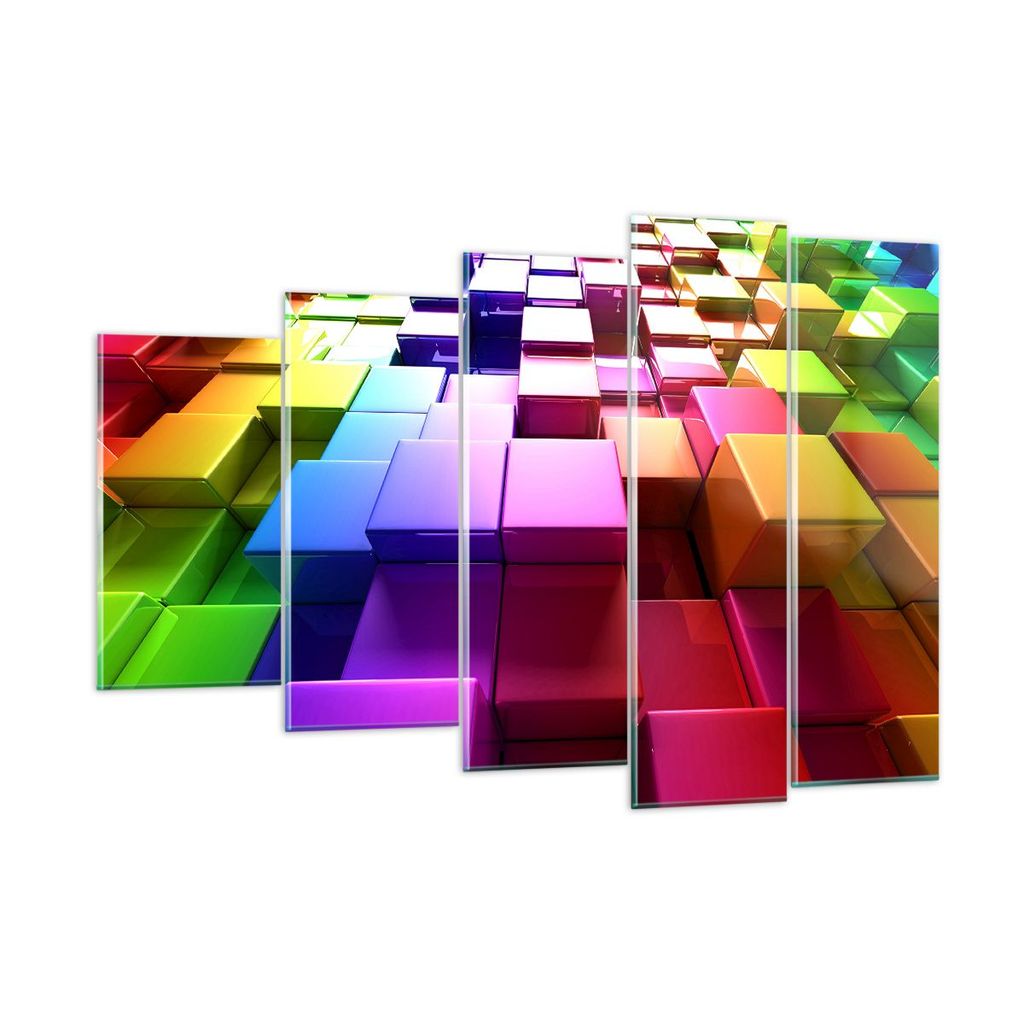 Bilder auf glas - Abstrakt bunt entwurf muster - 150x100cm - Glasbilder - Wandbilder - Kunstdruck - zum Aufhängen bereit - Wanddekoration aus Glas...