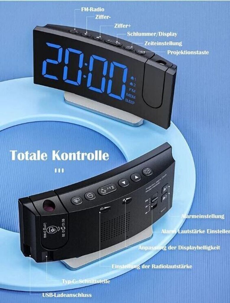 Radiowecker,Digital Wecker mit Projektion Produktbild 6