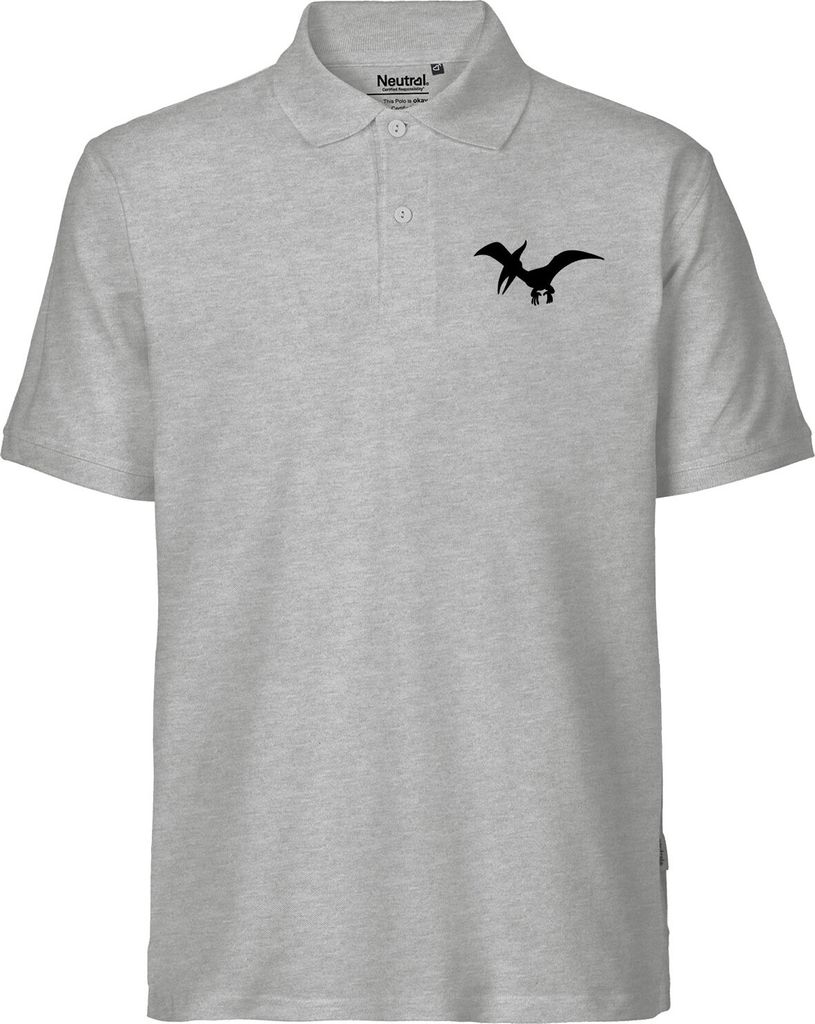 Huuraa Herren Polo Shirt Pteranodon Dinosaurier L Sport Grey Bio Baumwolle Fairtrade Poloshirt Geschenkidee