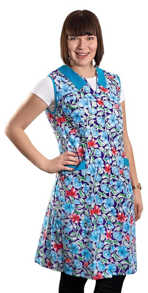 Damenkittel Kittel Schürze Hauskleid ohne Arm Baumwolle Produktbild 