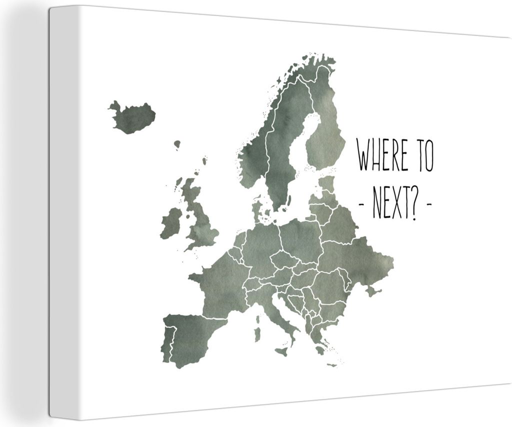 OneMillionCanvasses - Leinwandbilder - 150x100 cm, Europa - Karte - Zitate, Wandbilder Kunstdruck Wanddekoration